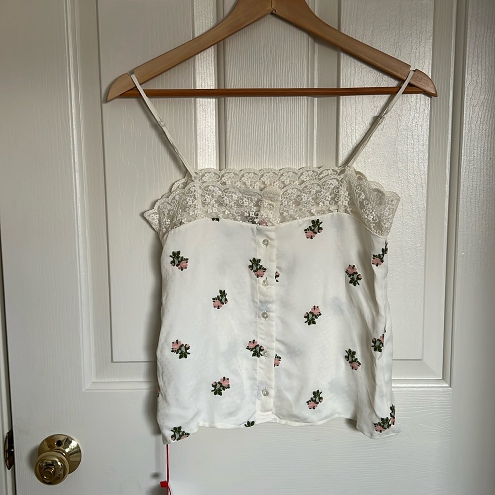 Rouje Floral Top with lace Trim Size 34